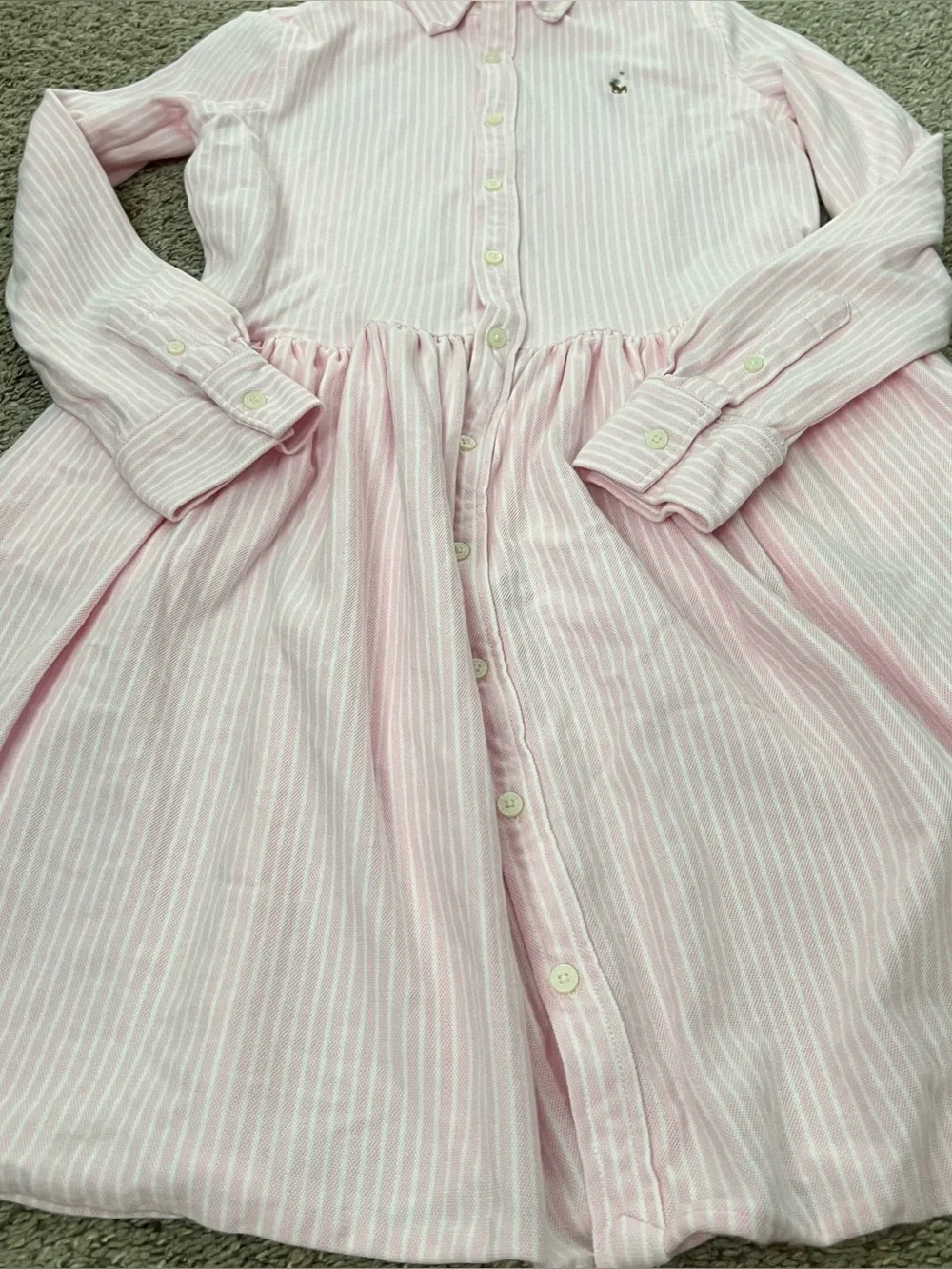 Polo by Ralph Lauren Pink Stripe Button-Front Kids Dress Size 16